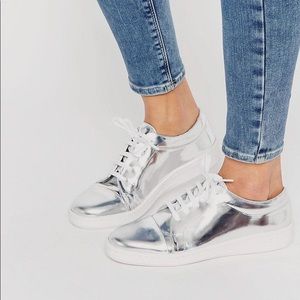 Miista London Adalynn Silver Metallic Sneakers.